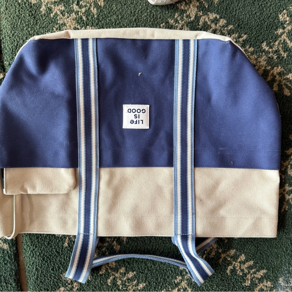 Blue and Cream Canvas tote bag